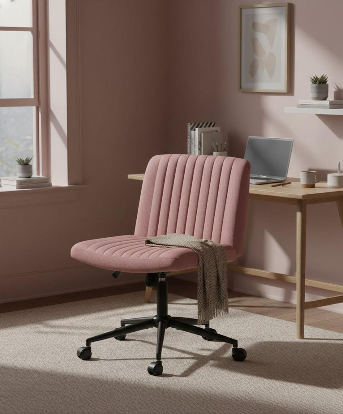 BÜROSTUHL Lynox Samt pink - Pink/Schwarz, Metall (62/98/65cm) - TPFLiving