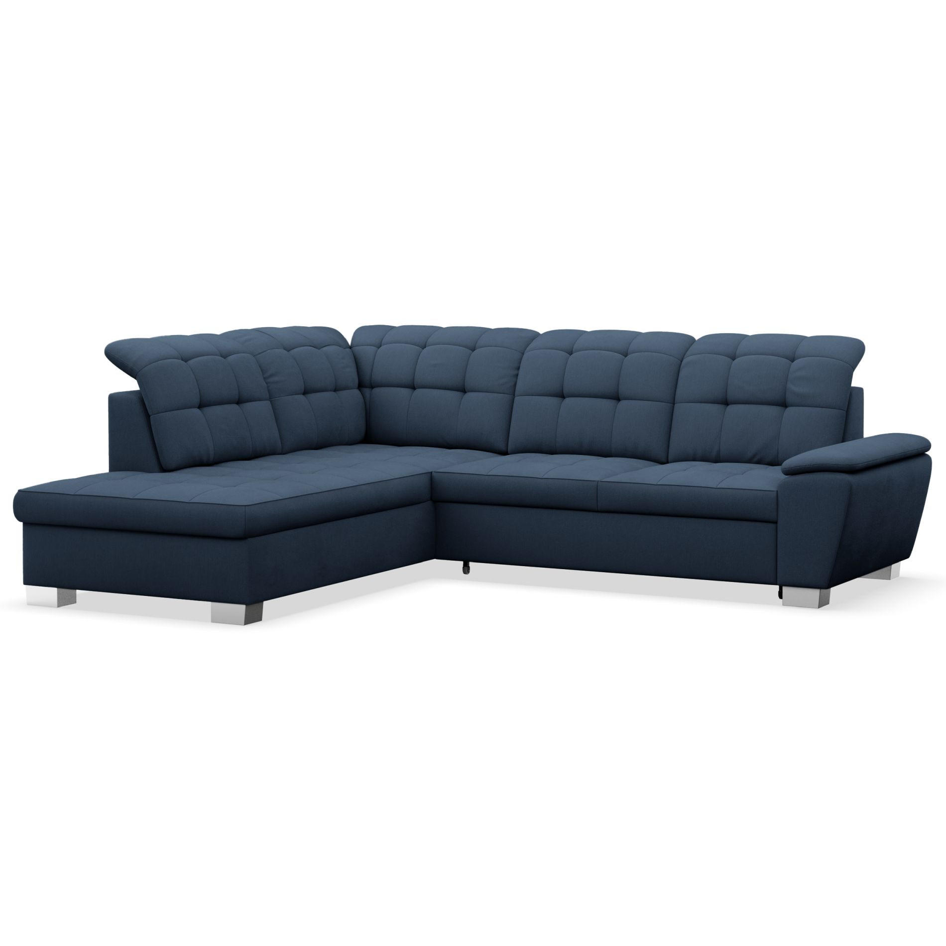 ECKSOFA Jamaal Marineblau linksseitig - Schwarz/Dunkelblau, Textil (258/212cm) - Selsey