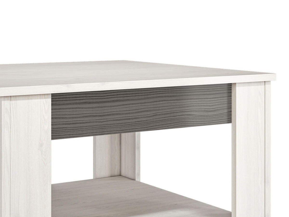 COUCHTISCH Blanco Pinie weiß / grau 67 / 67 / 56cm - Weiß, Holz/Holzwerkstoff (67/67/56cm) - Feldmann-Wohnen