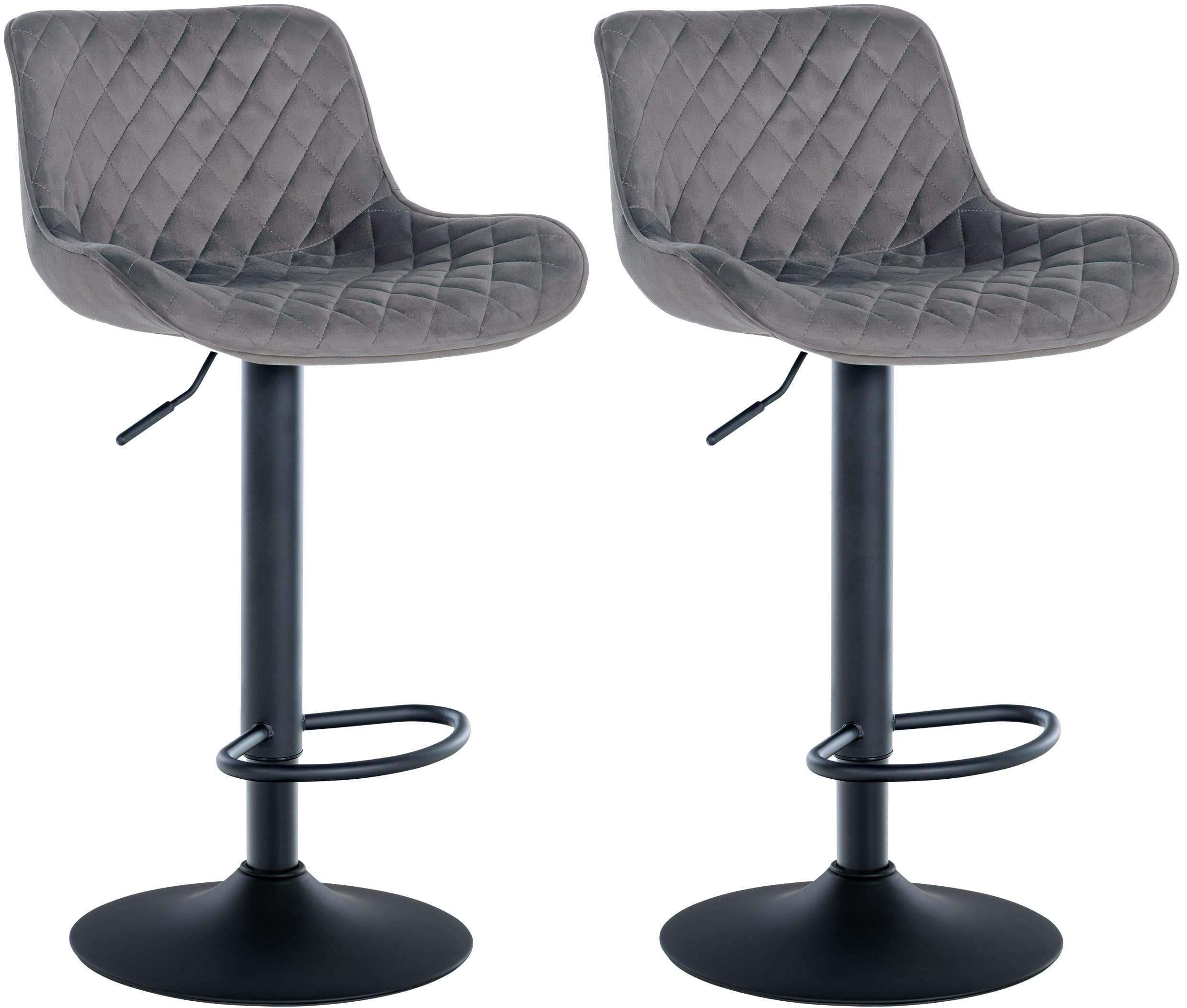 BARHOCKER 2er Set Samt dunkelgrau - Dunkelgrau, Textil/Metall (48/81/54cm) - CLP