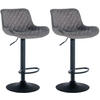 BARHOCKER 2er Set Samt dunkelgrau - Dunkelgrau, Textil/Metall (48/81/54cm) - CLP