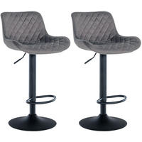 BARHOCKER 2er Set Samt dunkelgrau - Dunkelgrau, Textil/Metall (48/81/54cm) - CLP