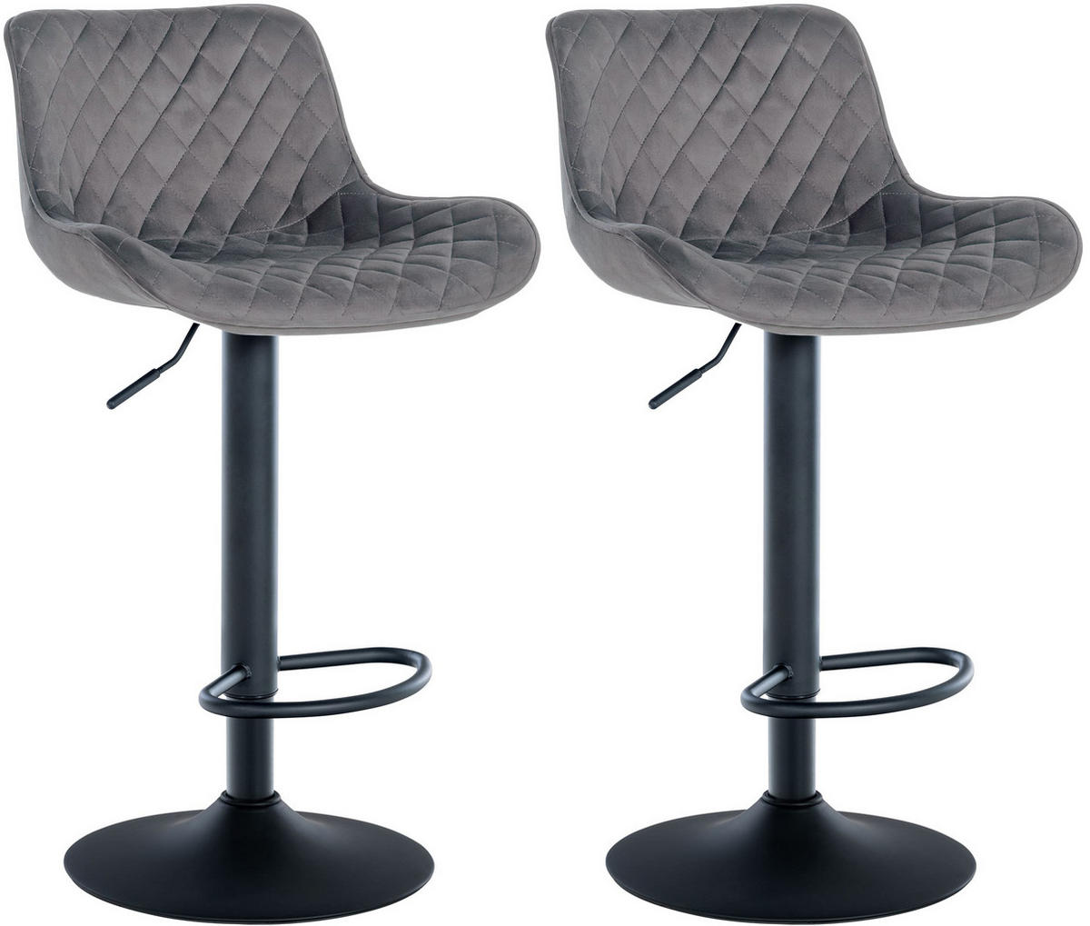 BARHOCKER 2er Set Samt dunkelgrau - Dunkelgrau, Textil/Metall (48/81/54cm) - CLP
