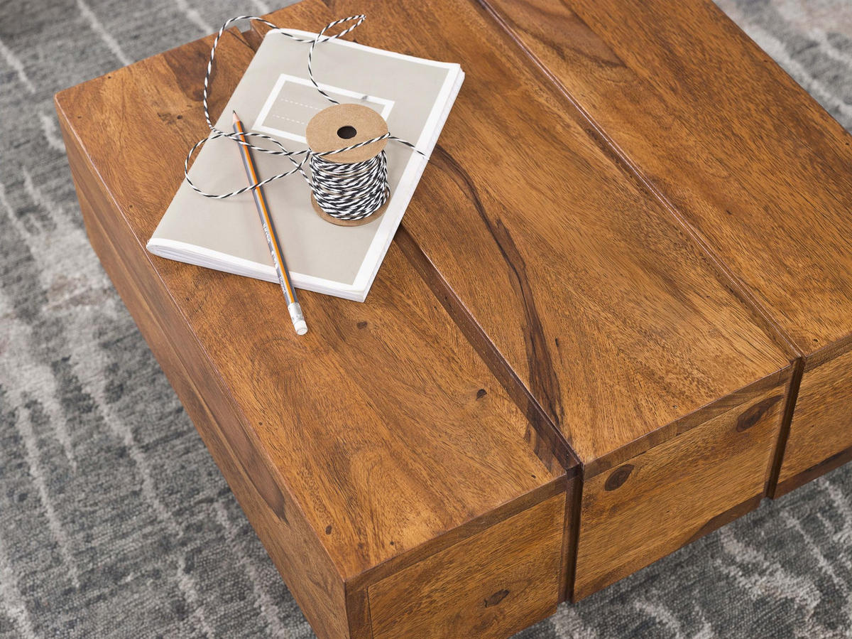 BEISTELLTISCH aus Massivholz, handgefertigt, Unikat, Braun 44x44x30 cm - Braun, Holz (44/44/30cm) - KADIMA DESIGN