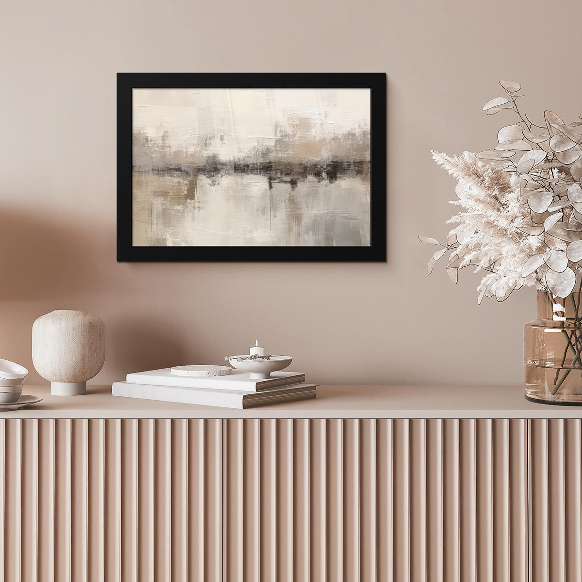 POSTER MIT RAHMEN Moderne Kunst - Abstrakt - Beige 30x20 cm - Beige, Papier (30/20cm) - MuchoWow