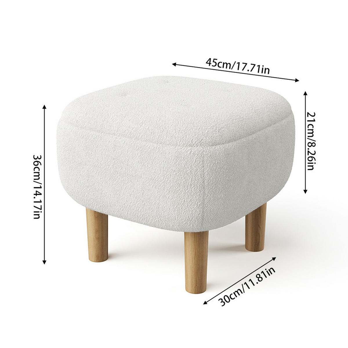 POLSTERHOCKER 45/45/36 cm Gummibaumholzbeine Leinen Beige - Beige/Naturfarben, Holz/Textil (45/36/45cm) - Livingandhome