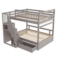 ETAGENBETT 140/200 cm DE-01411, in Grau, mit Sicherheitsleiter und Stauraum - Grau, Holz (140/200cm) - ComfortXL