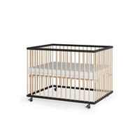 LAUFGITTER 75x100 cm mit Matratze Cloud Air - schwarz/natur - Premium Kollektion - Schwarz/Naturfarben, Holz (100/74/75cm) - Sämann – make a difference.
