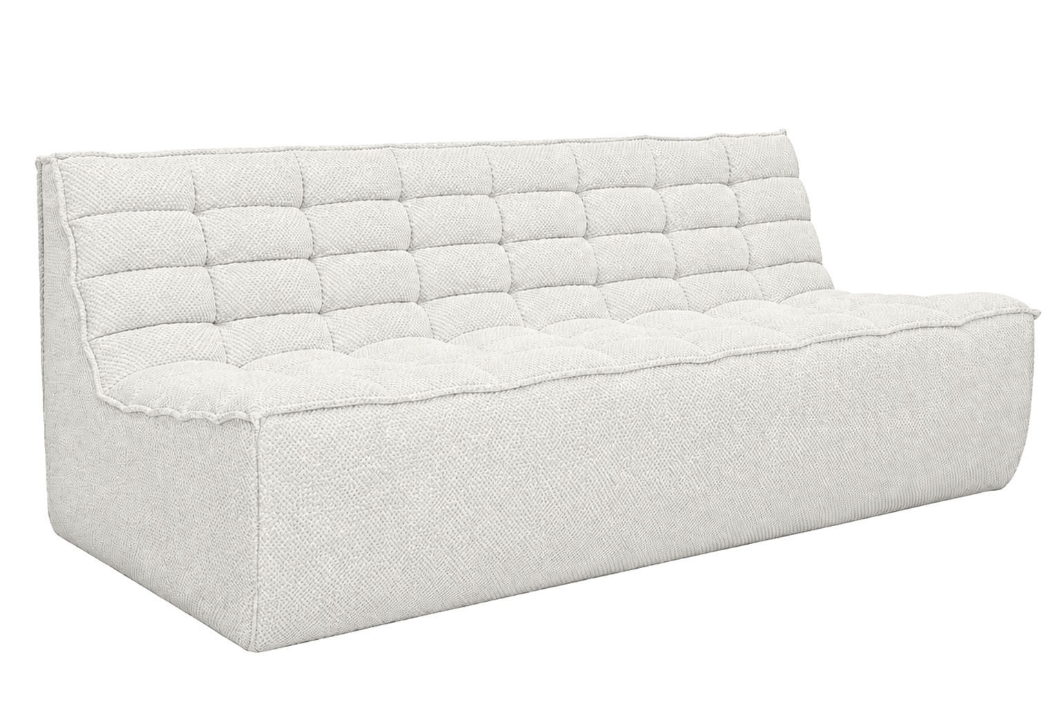 SOFA 3-Sitzer Modular, Plüschstoff Pop, Ice, LAZY - Weiß, Holz (200/76/93cm) - Kaiser Möbel