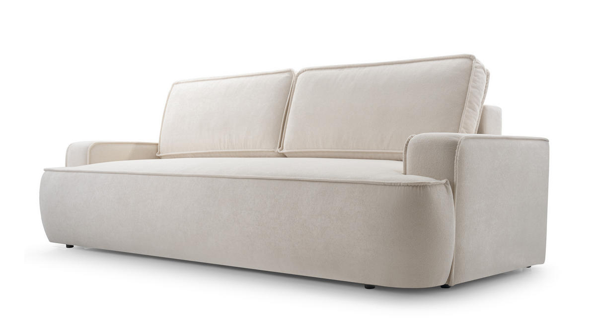 BETTSOFA SOLO Beige Bucle-Stoff mit Schlaffunktion - Beige, Textil (110/94/248cm) - MASSENO