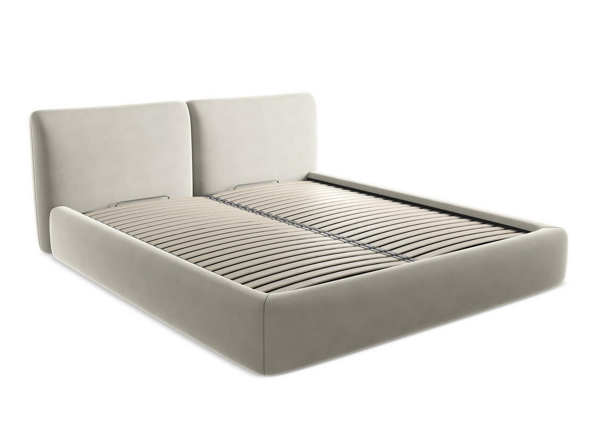 POLSTERBETT mit Bettkasten und Lattenrost 200x228 Creme - Perlmutt/Creme, Kunststoff/Textil (180/200cm) - Makamii
