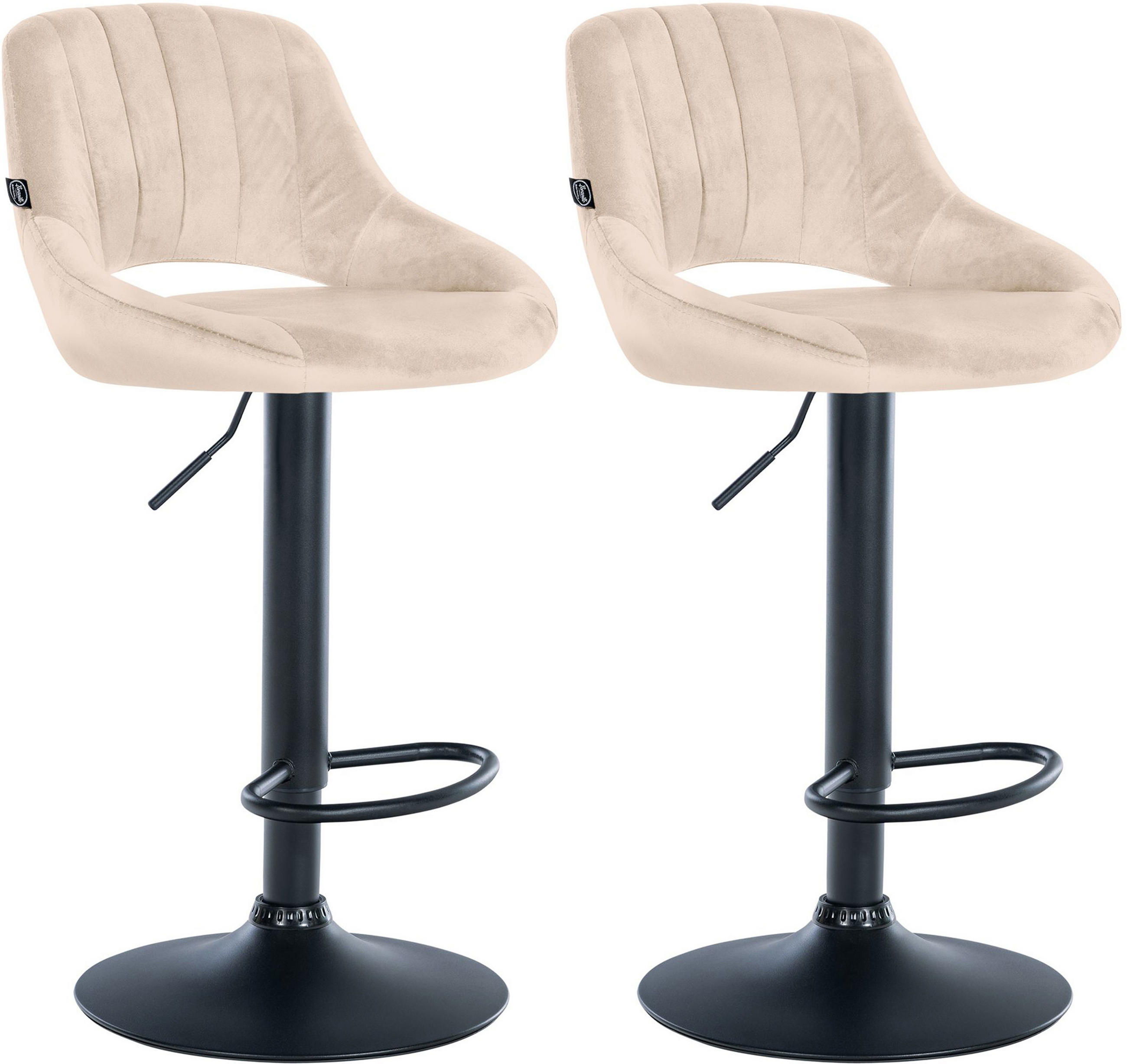 BARHOCKER 2er Set Milos Samt B creme - Creme/Schwarz, Textil/Metall (47/106/48cm) - TPFLiving
