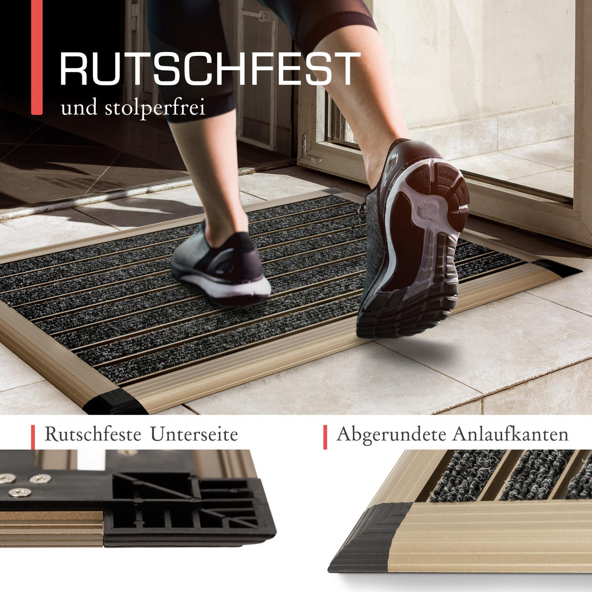 ALU-FUSSMATTE AluGant - Champagner, Metall (60/40cm) - BoMoe