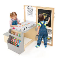 KINDERTISCHGRUPPE aus Holz grau - Grau, Holzwerkstoff (114/100/81cm) - COSTWAY