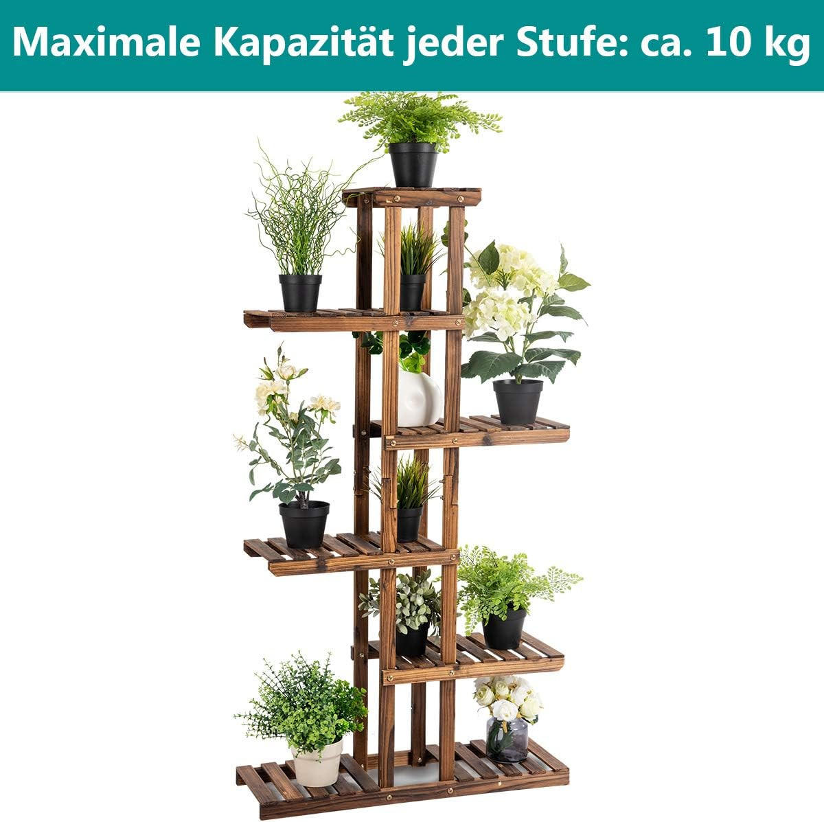 PFLANZENREGAL Blumenregal Braun - Braun, Holz (25/140/75cm) - COSTWAY