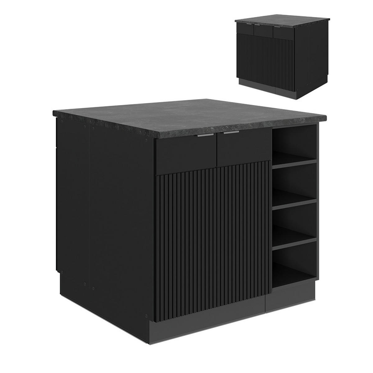 KUCHYŇSKÝ OSTROV Fame-Line, černé pruhy, 90 cm bez pracovní desky - černá/antracitová, kompozitní dřevo (90/82/60cm) - Vicco