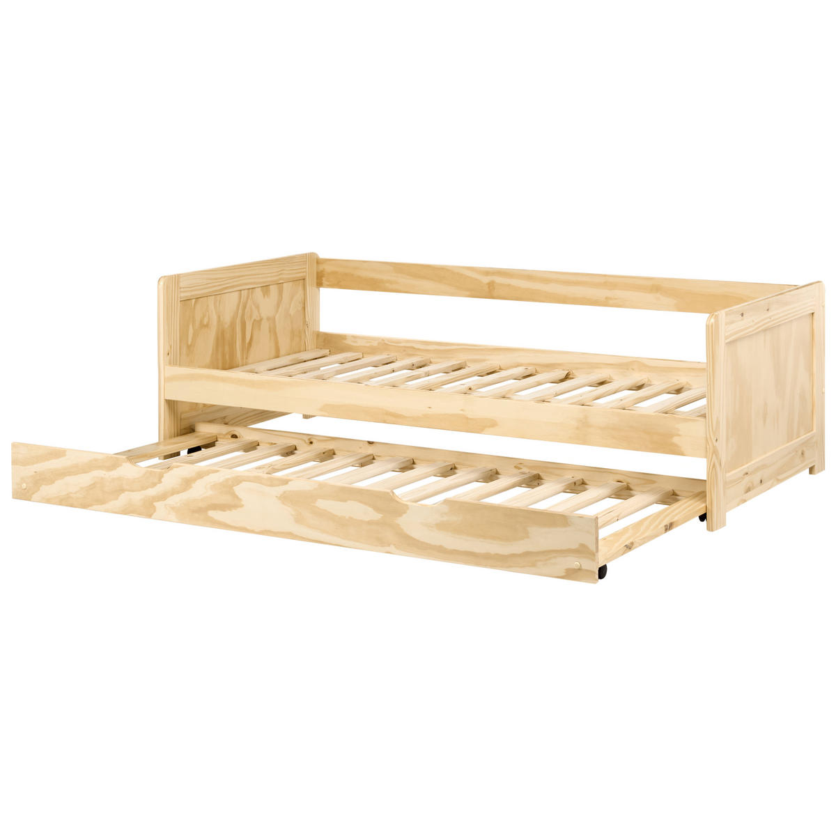 VYSOUVACÍ POSTEL Borovicové dřevo 90/200 cm Světle hnědá Gravelines - hnědá, dřevo (90/200cm) - Beliani