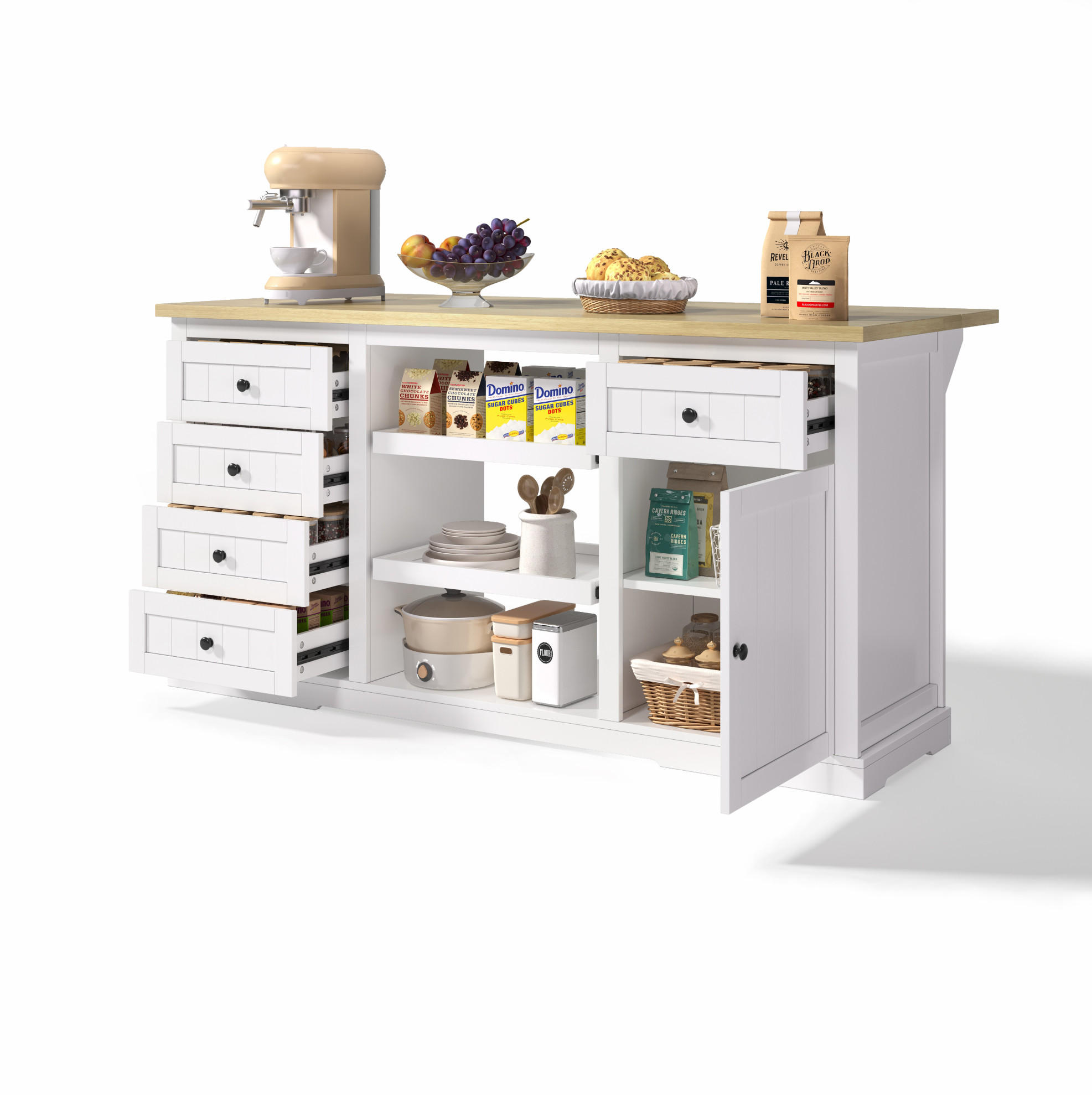 Meubliv Sideboard Weiß 65x75.5x150 cm