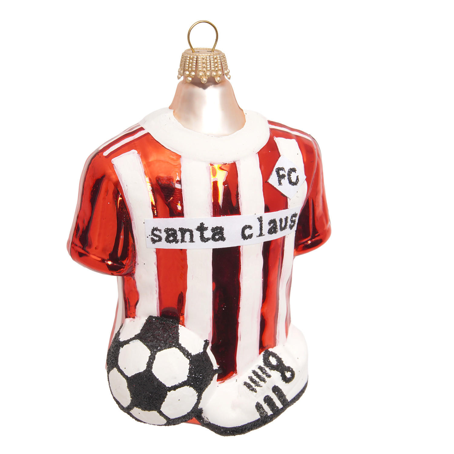 CHRISTBAUMSCHMUCK Fußball Shirt Rot 10cm (Glas / 1 Stk.) - Rot, Glas (5/10/8cm)