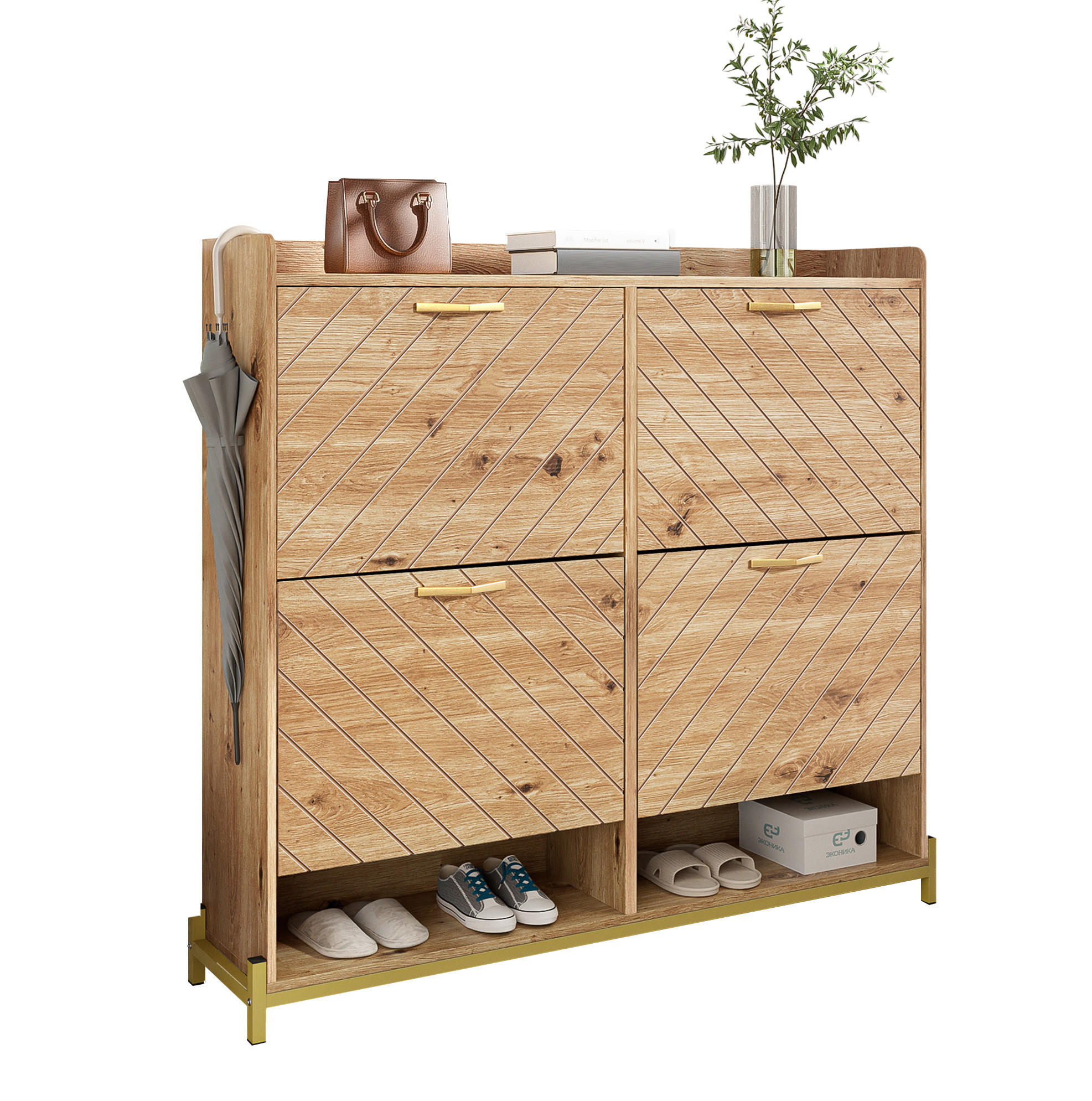 OKWISH BOTNÍK 108,5/24/100 cm hnědý z MDF s úsporným úložným řešením