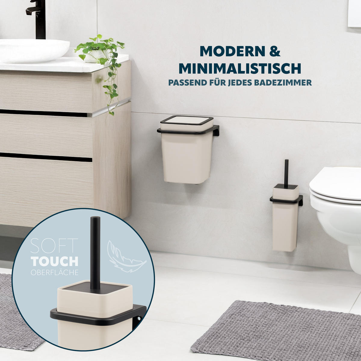 WC-GARNITUR SAVONA, beige, Kunststoff - Beige, Kunststoff (12/36.5/13cm) - bremermann