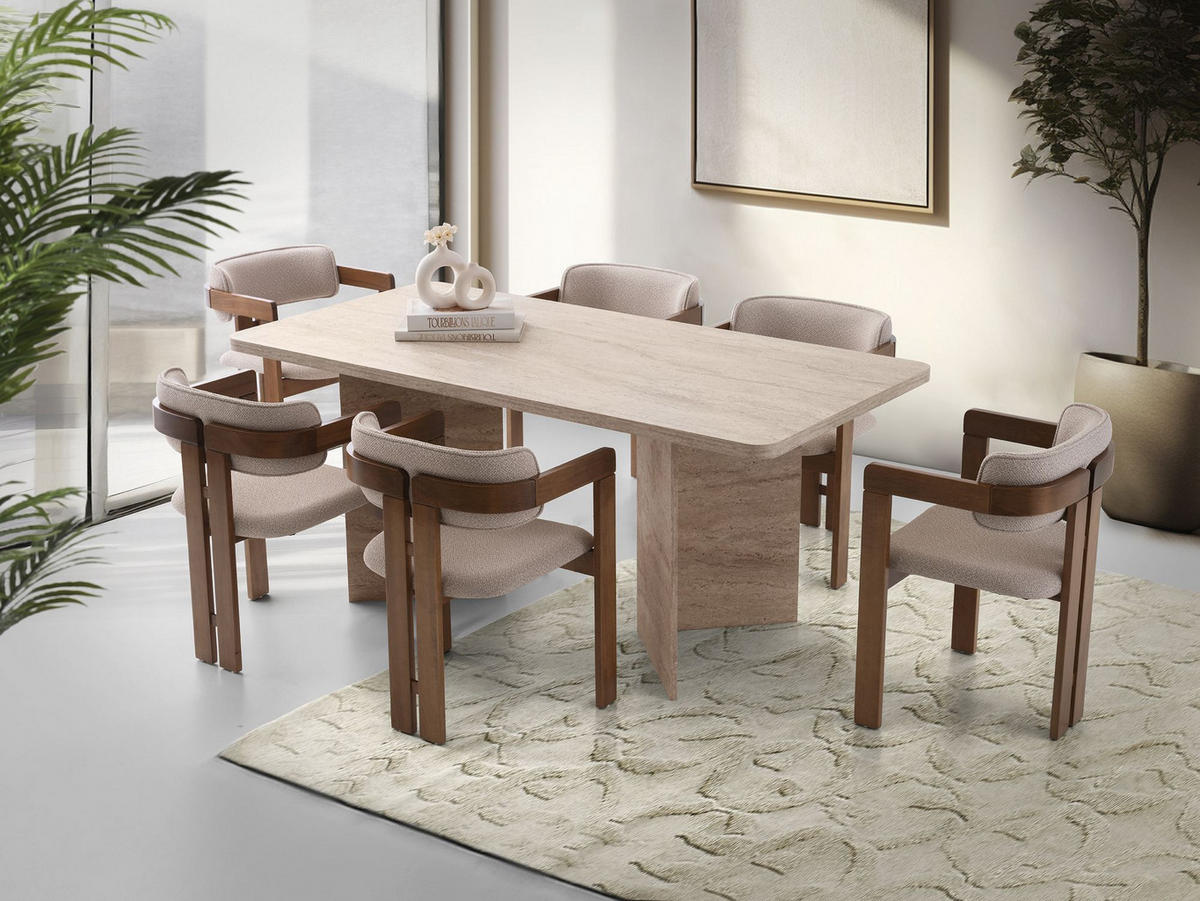 ESSTISCH lizzard beige - Beige, Holz (180/90/77cm) - Habitat Garten