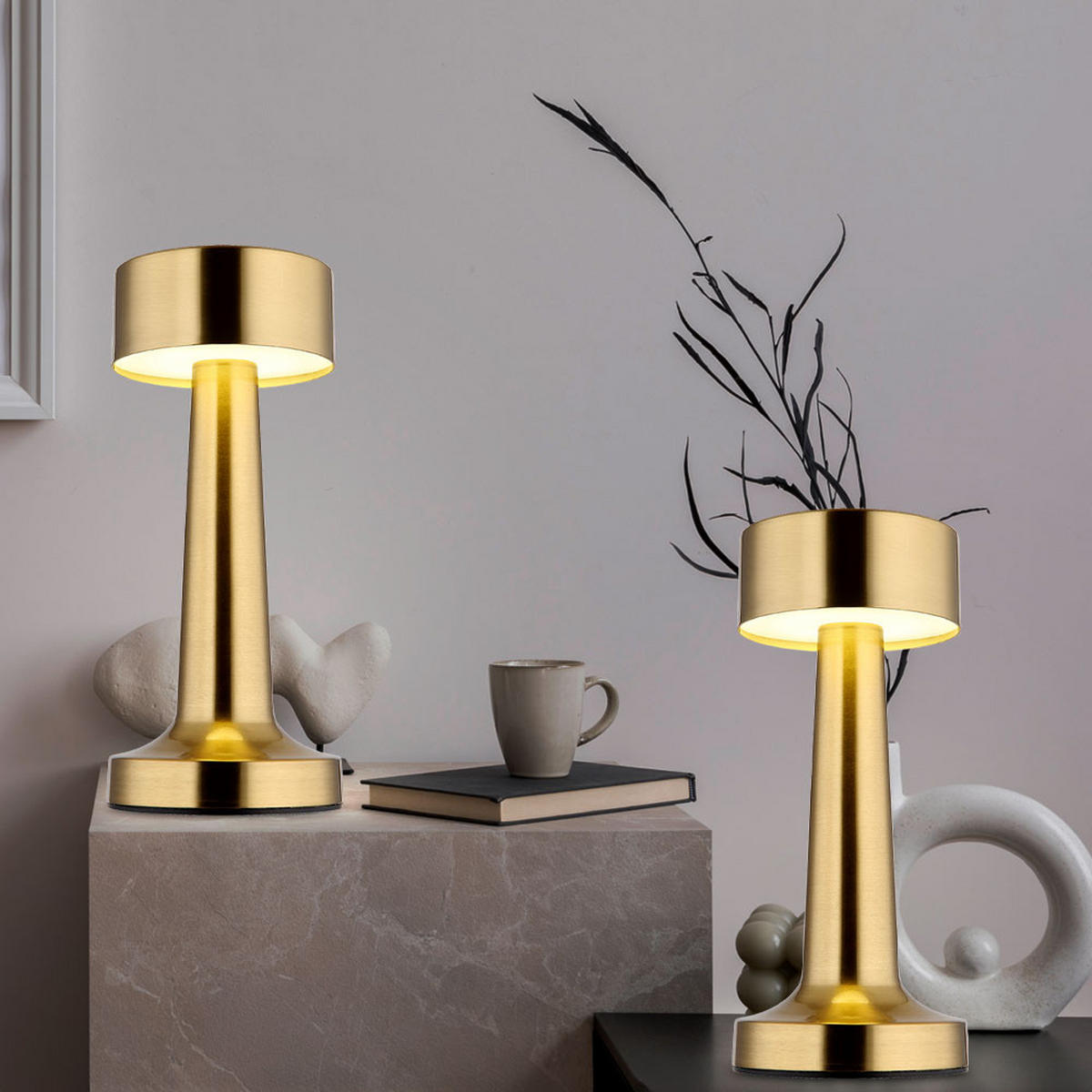 LED TISCHLEUCHTE Angelika Messing - Messingfarben, Metall (9/9/21cm) - Globo Lighting