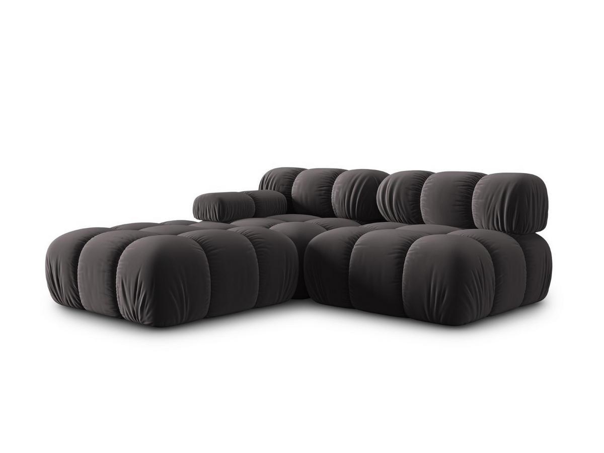 MODULARES-SOFA rechts Bellis aus Samt dunkelgrau 4 Sitzplätze - Dunkelgrau, Textil (94/63/282cm) - Micadoni