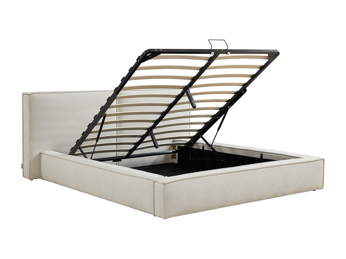 BETT mit Bettkasten - 2 Personen - Stoff - Beige - - Beige, Textil (160/200cm) - Vente-Unique