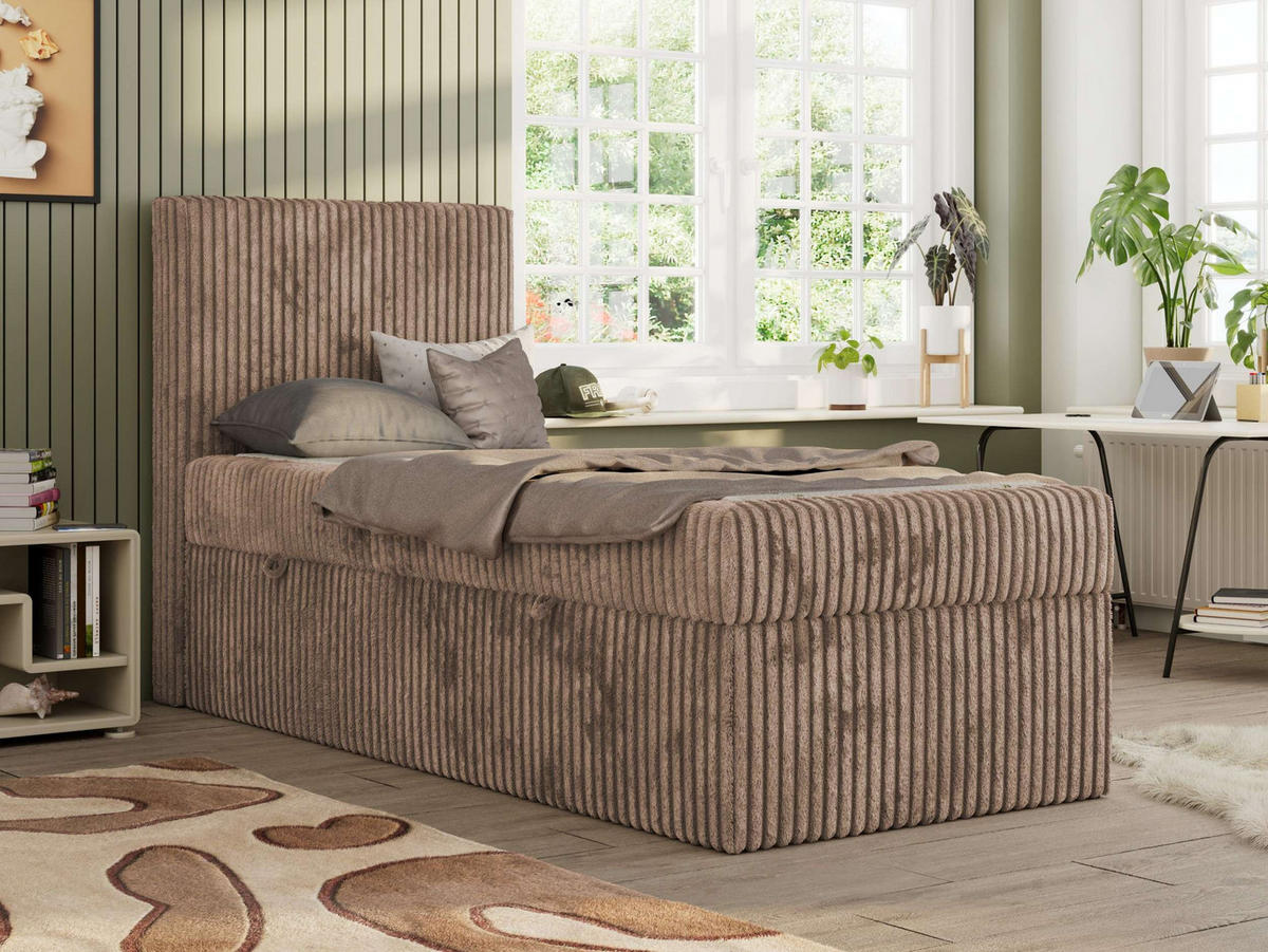 JUGENDBETT TILIO 90/200 - Braun - H4 - Links Seite - Braun, Textil (90/200cm) - MKS