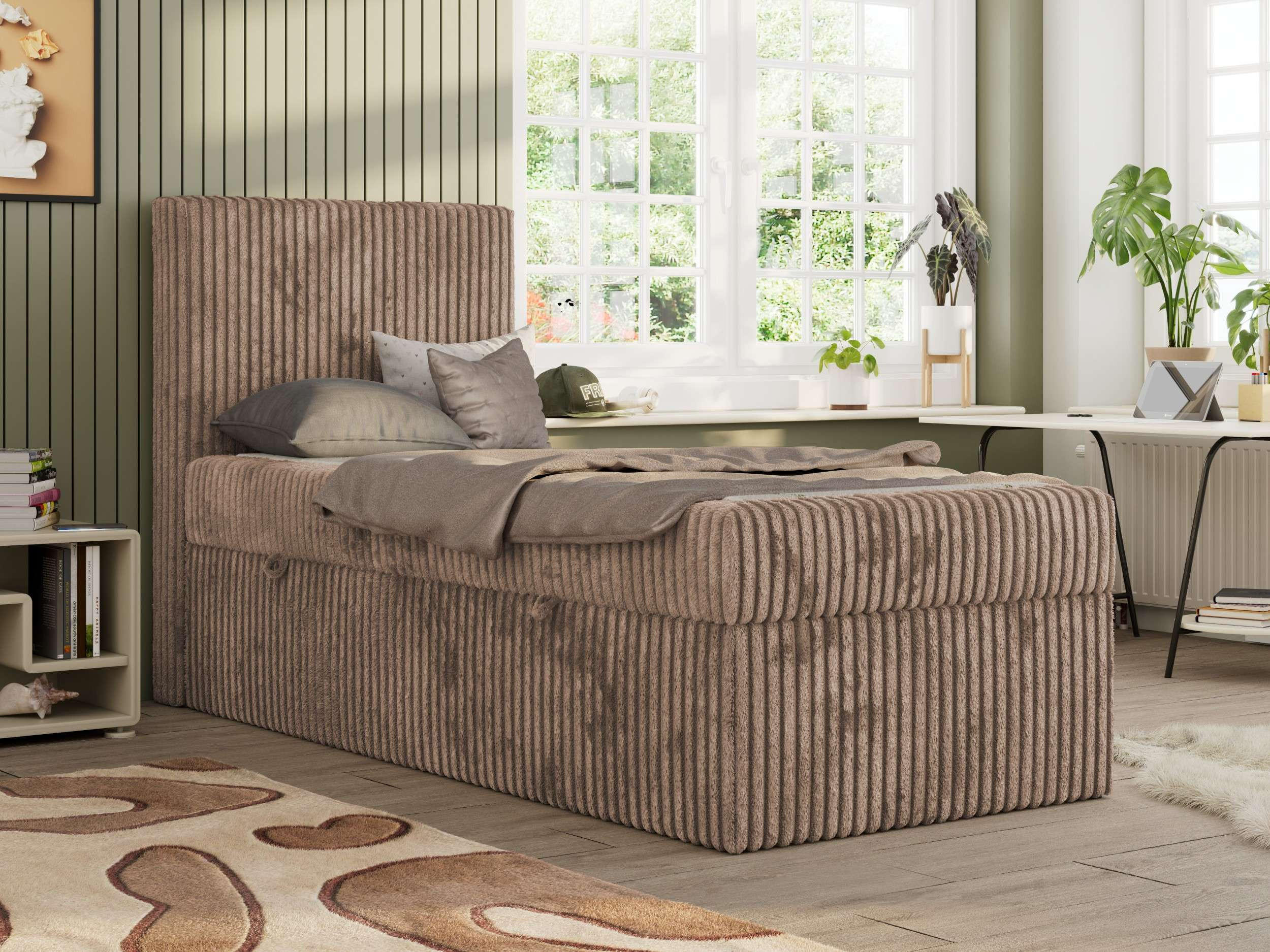 Thumbnail - MKS Jugendbett, Braun, Textil, 1-Sitzer, Rechteckig, 90x200 cm, Oeko-Tex®, Kinder- & Jugendzimmer, Jugendmöbel, Jugendbe...