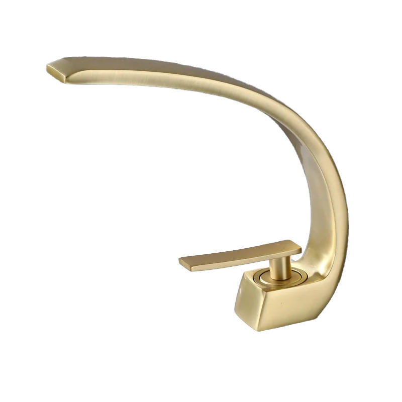 WASCHTISCHARMATUR – Gebürstetes Gold – Inklusive zwei Anschlussschläuchen - Platinfarben, Metall (31/5.5/14cm)