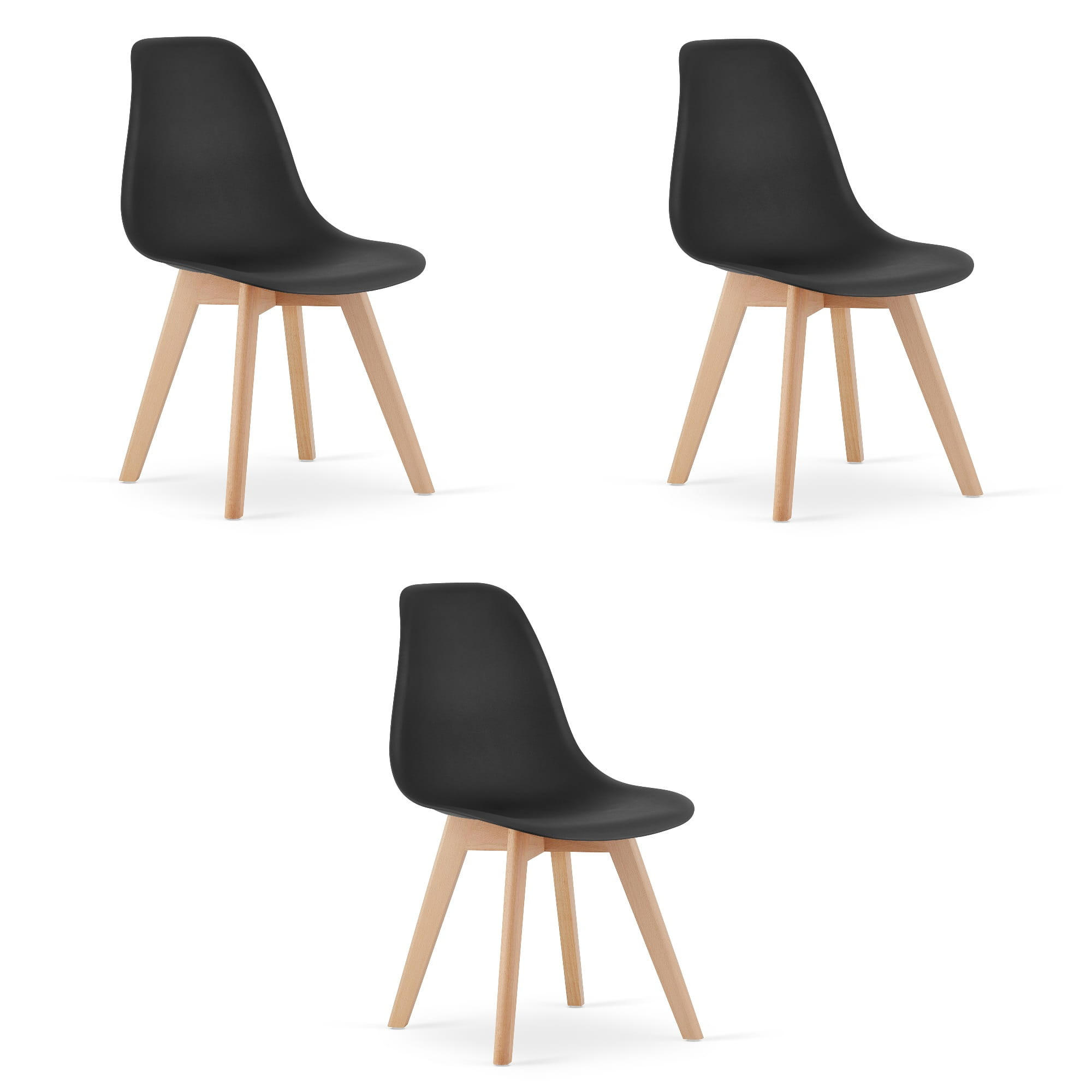 ESSZIMMERSTUHL 3-er Set KITO schwarzer Sitz, schwarze Beine - Schwarz, Kunststoff (46/80/54.5cm) - Valora