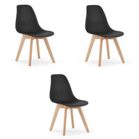 ESSZIMMERSTUHL 3-er Set KITO schwarzer Sitz, schwarze Beine - Schwarz, Kunststoff (46/80/54.5cm) - Valora