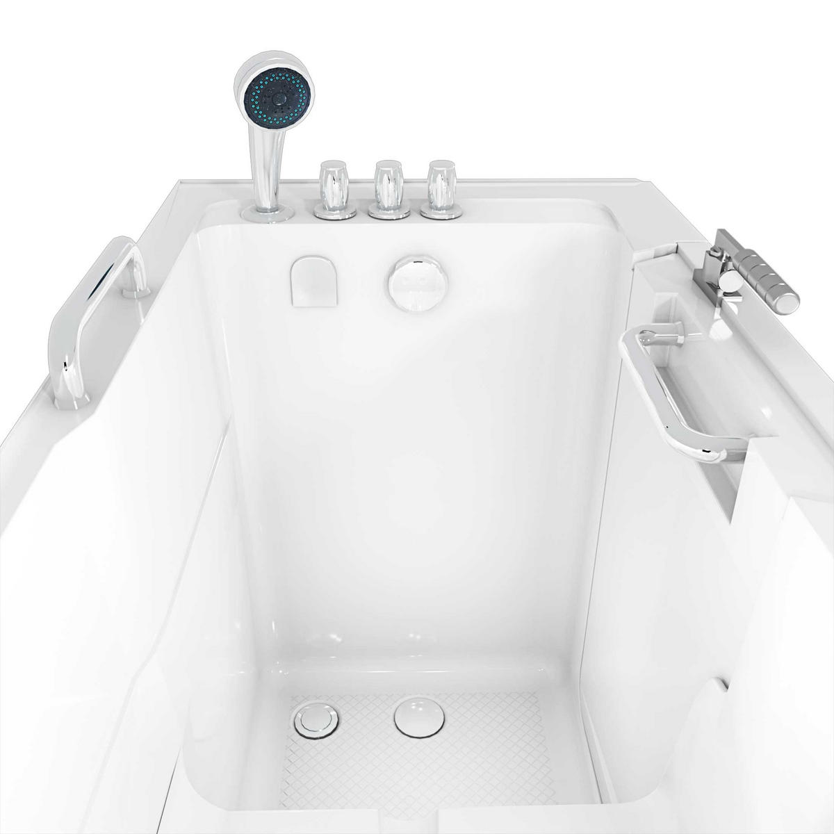 SITZBADEWANNE Senioren Wanne mit Tür S07-TH-A-L 76x140cm - Weiß, Glas/Kunststoff (140/116/76cm) - AcquaVapore by Sandra Jentho