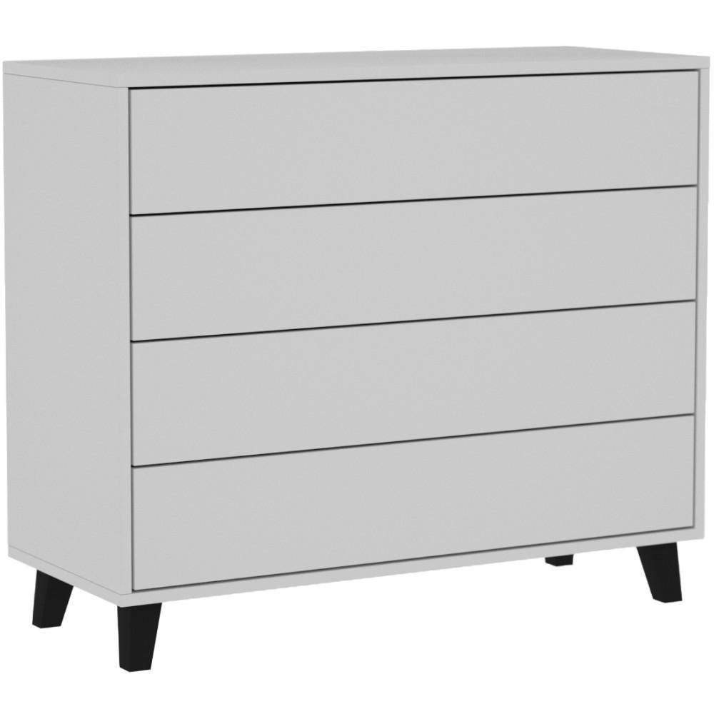 KOMMODE Home mit 4 Schubladen, 80 cm, ohne Griffe, Weiß - Schwarz/Weiß, Holzwerkstoff (80/85/40cm) - Beautysofa