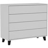 KOMMODE Home mit 4 Schubladen, 80 cm, ohne Griffe, Weiß - Schwarz/Weiß, Holzwerkstoff (80/85/40cm) - Beautysofa