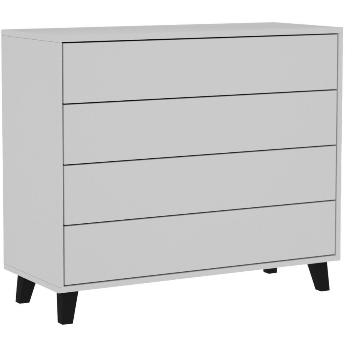 KOMMODE Home mit 4 Schubladen, 80 cm, ohne Griffe, Weiß - Schwarz/Weiß, Holzwerkstoff (80/85/40cm) - Beautysofa