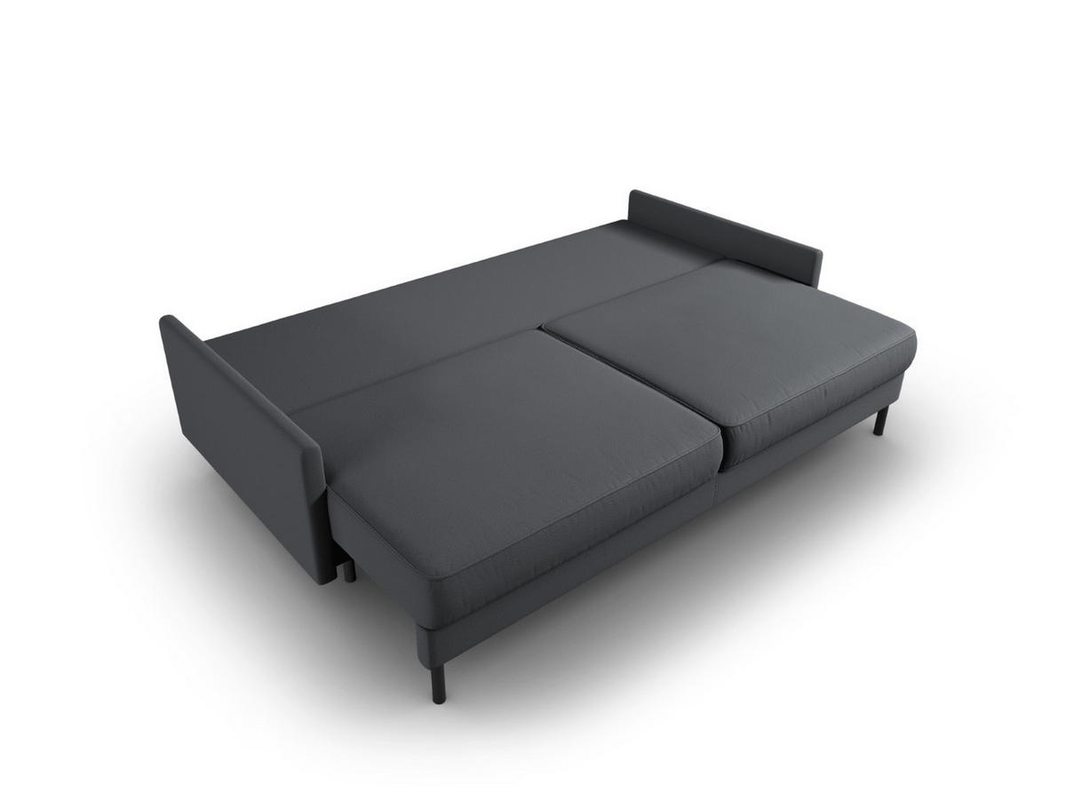 AUSKLAPPBARES-SOFA mit Bettkasten Scott aus strukturiertem Stoff dunkelgrau 3 Sitzplätze - Dunkelgrau, Textil (97/87/212cm) - Micadoni