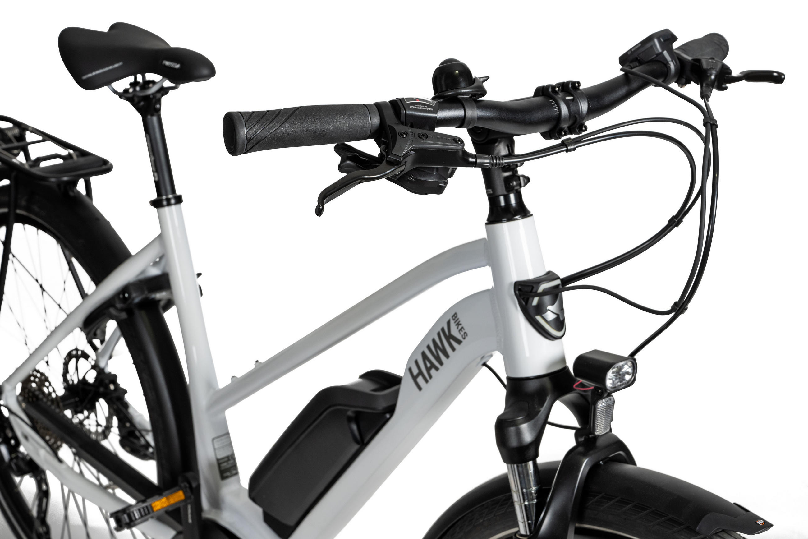 E-TREKKING 500 Lady E-Bike White 10 Gang 28 Zoll Gr: 48cm & 53cm - Weiß, Metall (53cm) - Hawk Bikes