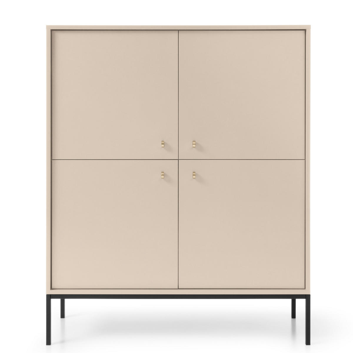 SIDEBOARD MONCTON KOM1-4D Metalgriffe, Beige - Beige, Holzwerkstoff/Kunststoff (104/125/39cm) - Komodee