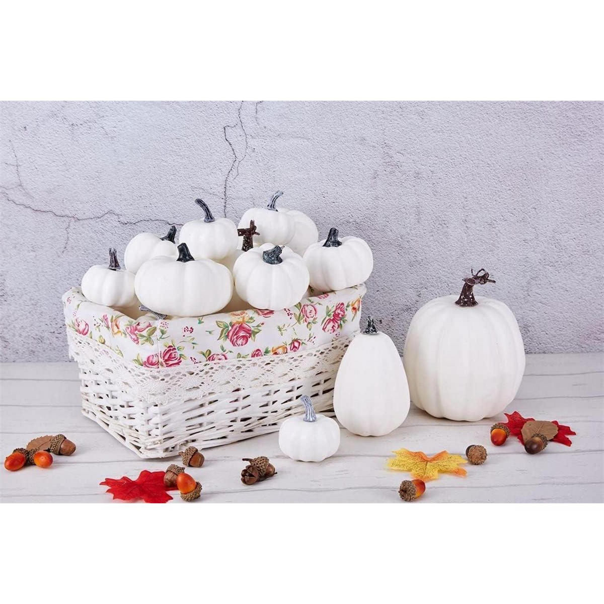KÜRBIS 12-teiliges Set Künstlich Weiß - Weiß, Kunststoff (9cm)