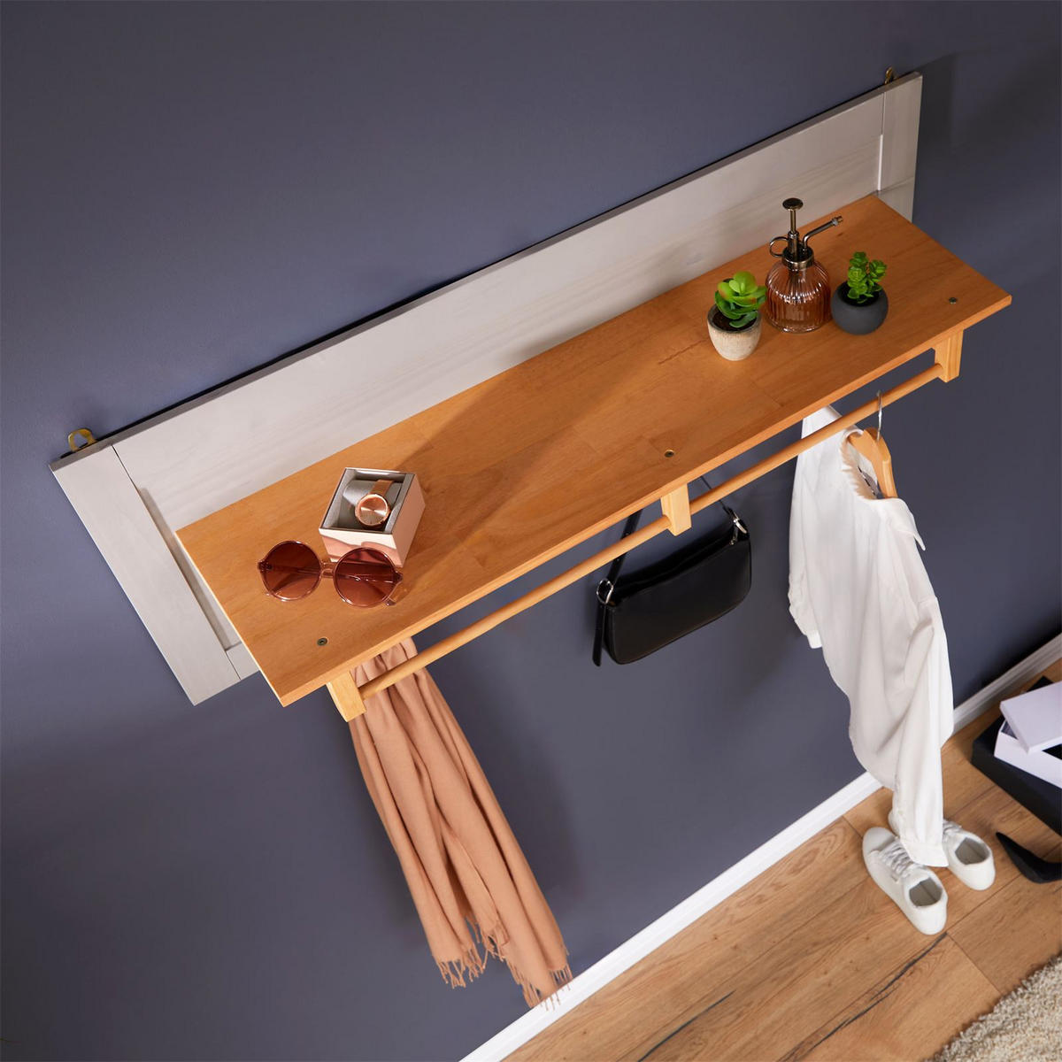WANDGARDEROBE BOLTON - Braun/Grau, Holz (109/40/27cm) - IDIMEX