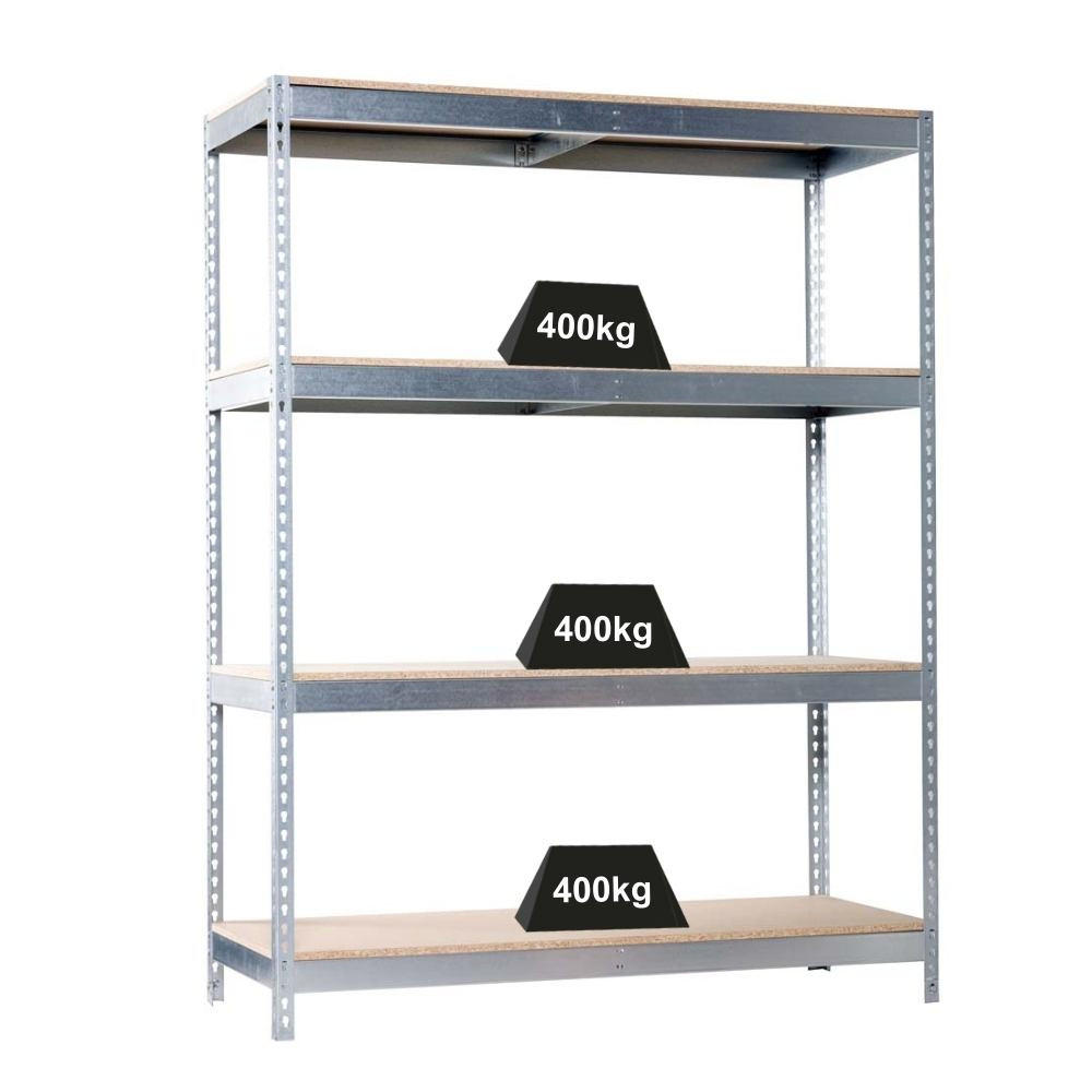 SCHWERLASTREGAL BIG WOOD YETI FOUR | HxBxT 200x120x45cm | Fachlast 400kg | Verzinkt - Silberfarben, Metall (120/200/45cm) - PROREGAL