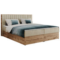 BOXBETT ALBERO 4 - 160/200 Beige Velvet - H3 - Beige, Holz/Textil (160/200cm) - MKS