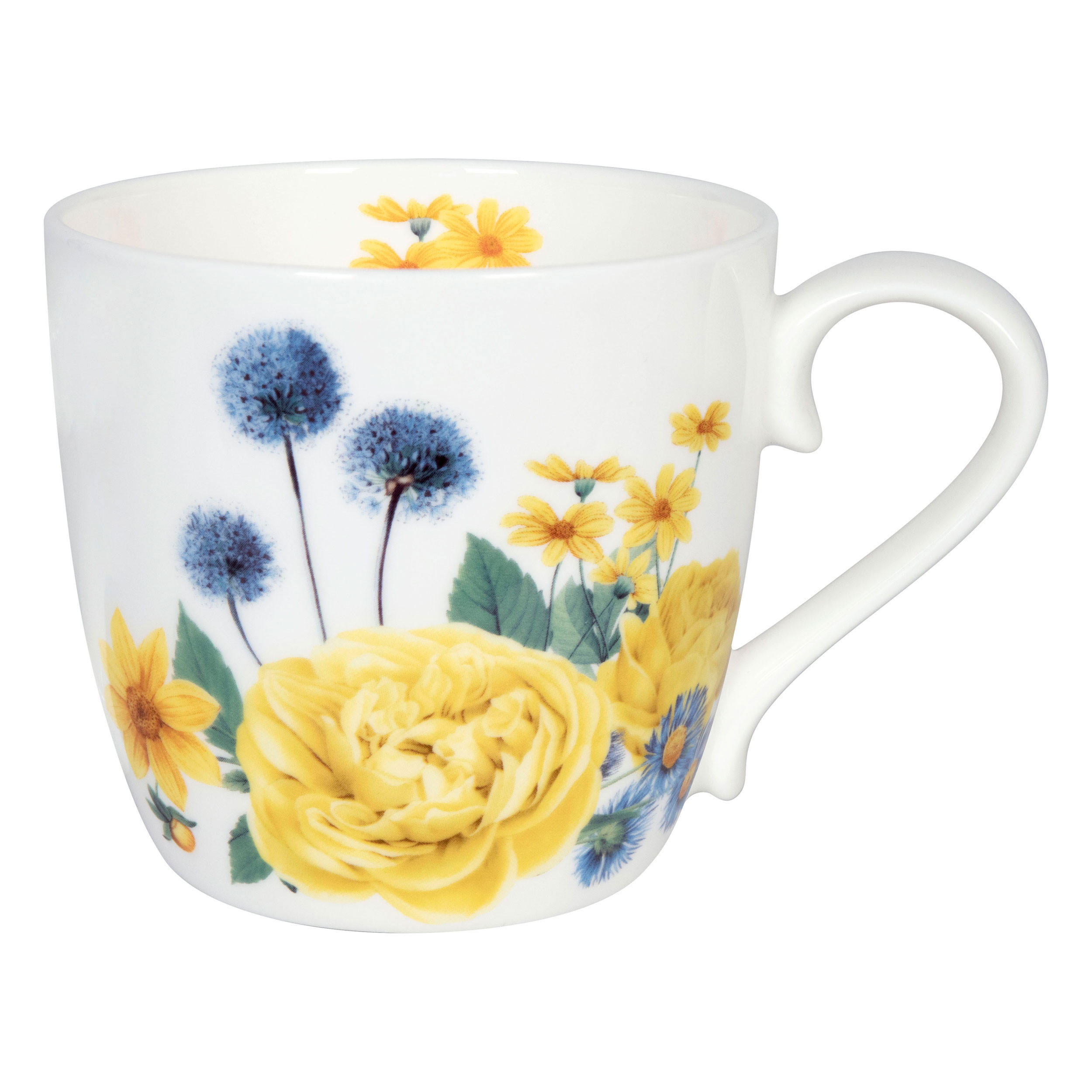 KAFFEEBECHER Gardening - Yellow Roses - Blau/Gelb, Keramik (0.43L) - Könitz