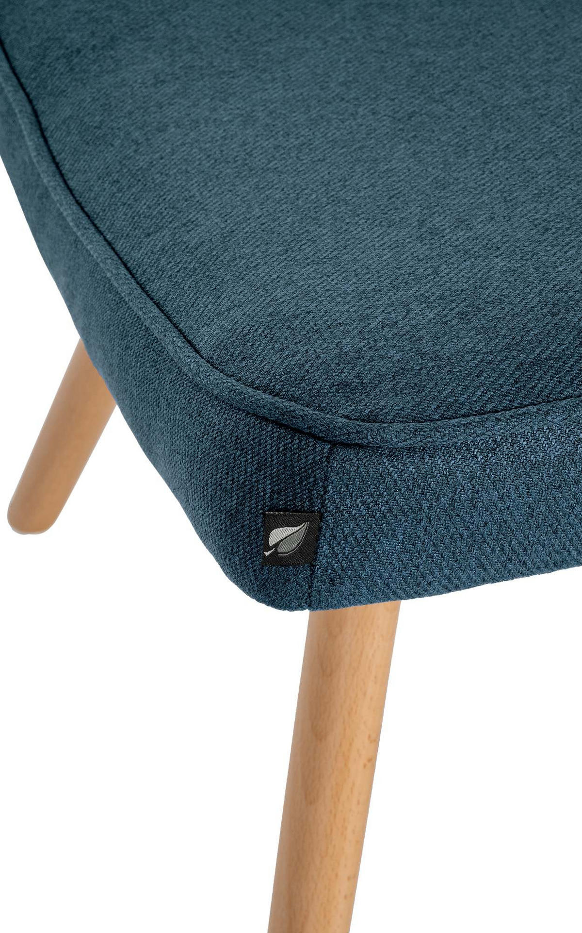 SESSEL MIT HOCKER Stoff Blau - Blau/Eukalyptusholzfarben, Holz/Textil (68/101/111cm) - CLP