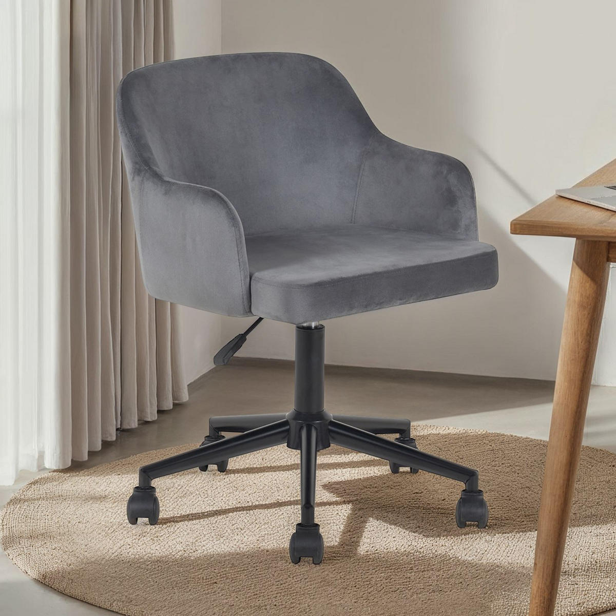 HOME-OFFICE DREHSTUHL OLIVER HELLGRAU - Hellgrau, Textil (52/87/56cm) - IDIMEX