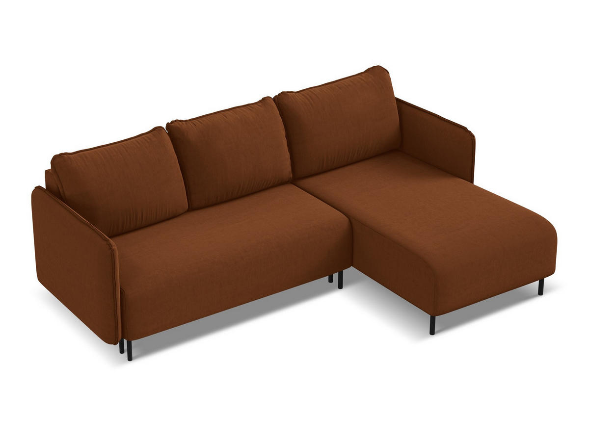 ECKSOFA Links Chenille Stoff Gelb - Currygelb/Gelb, Textil/Metall (160/264cm) - Makamii