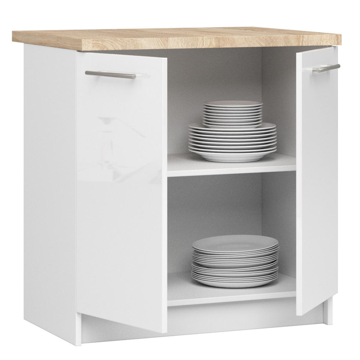 UNTERSCHRANK Weiß, Weiß Glanz 85/80/46 - Weiß Hochglanz/Weiß, Holzwerkstoff (80/85/46cm) - RAUMHIRSCH FURNITURE